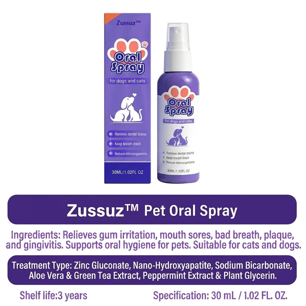 Zussuz™ Advanced Pet Oral Spray | Instant Fresh Breath, Target Tartar & Support Healthy Gums 🦷✨