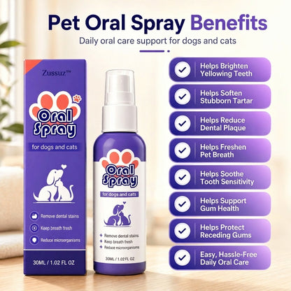Zussuz™ Advanced Pet Oral Spray | Instant Fresh Breath, Target Tartar & Support Healthy Gums 🦷✨